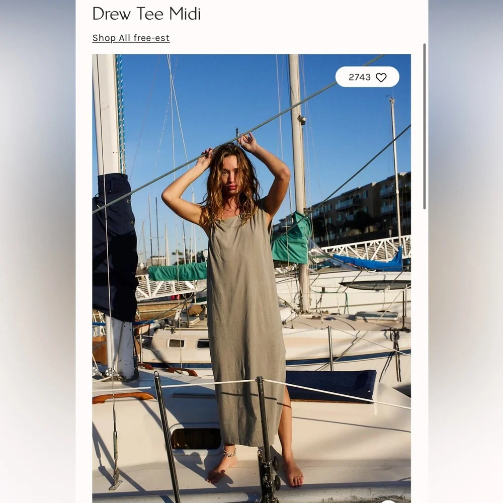 NWOT Free People Beach Drew Tee midi